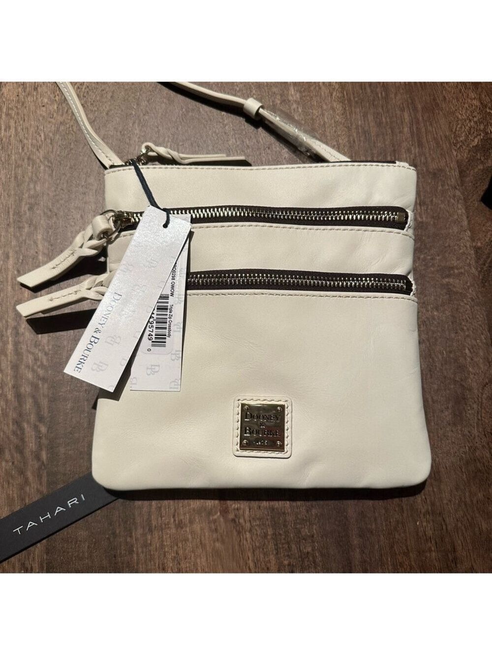 Dooney & Bourke Ivory Apollo Leather Triple Zip Crossbody Bag Boho Purse NWT - Picture 14 of 16